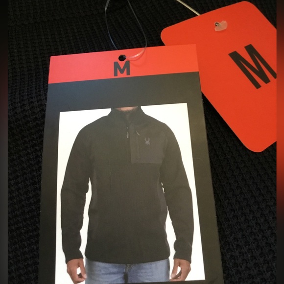 Spyder Black Performance Fleece Lined Mens Bandit Wengen 1/2 Zip Sweater Jacket - Picture 9 of 12